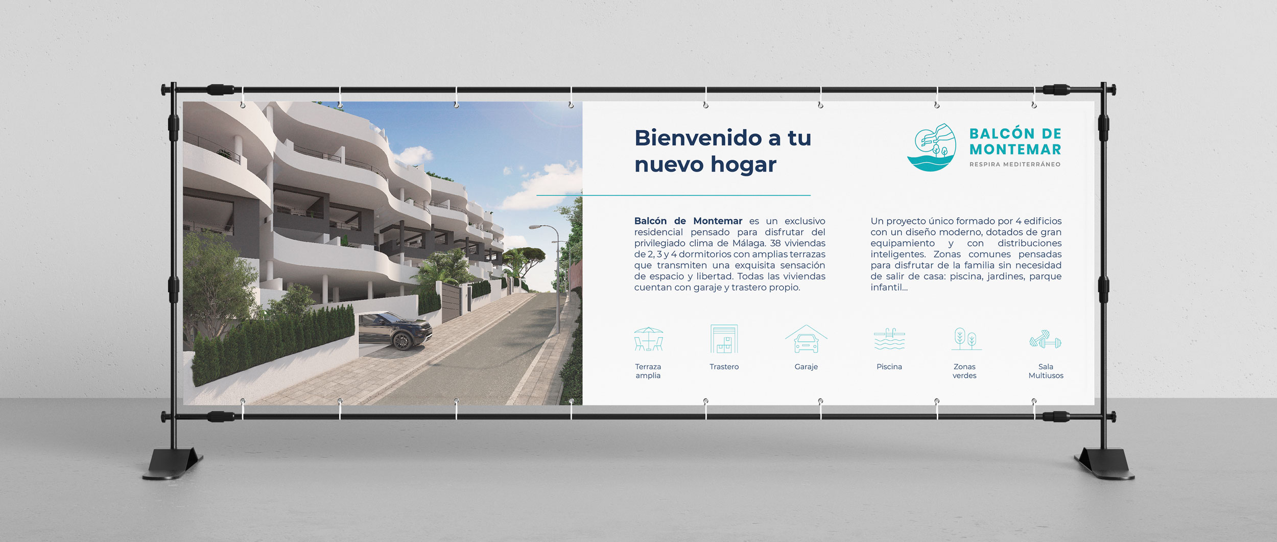 Diseño lona publicitaria para promoción de viviendas Málaga