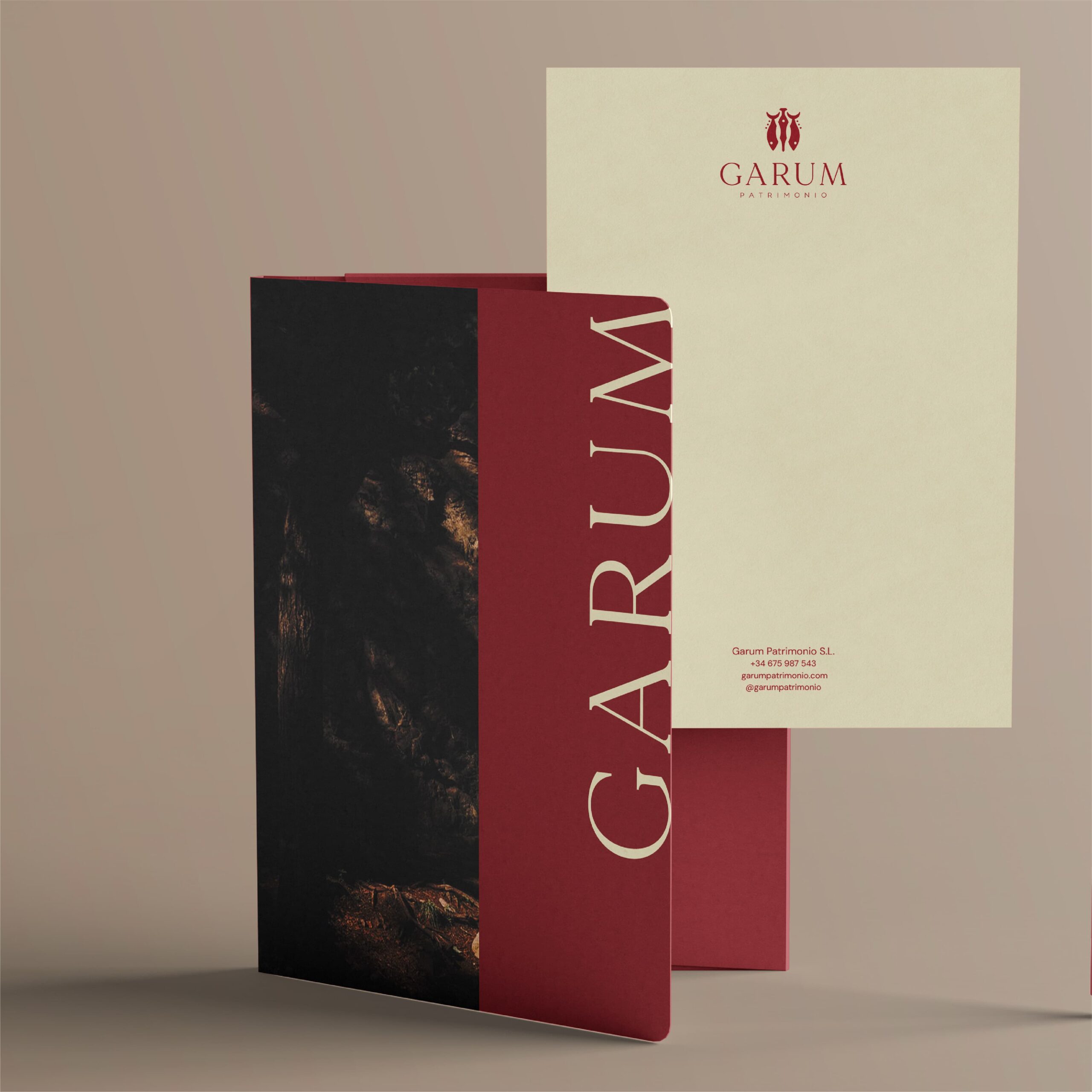 Diseño papelería corporativa Garum Patrimonio