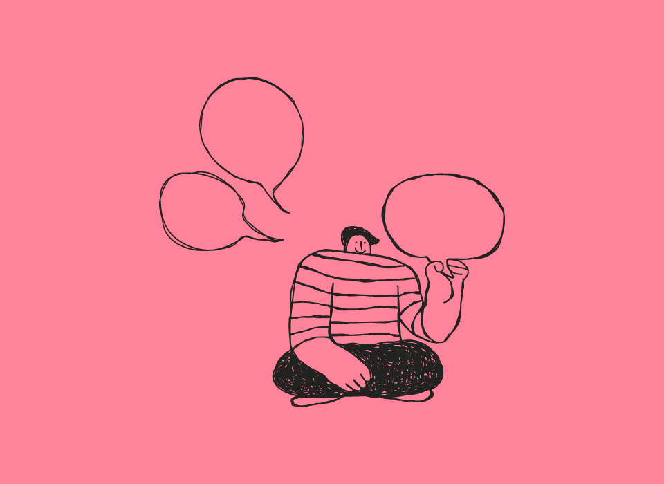 Ilustración persona hablando para centro psicológico Emocionalmente