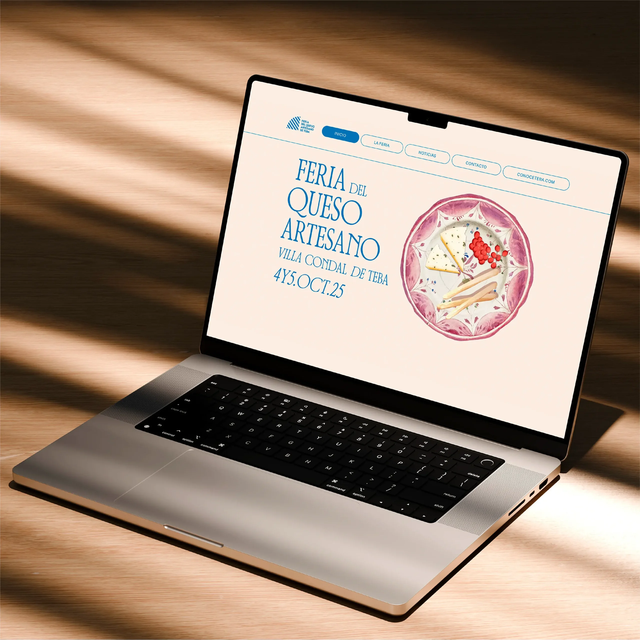 Diseño de la web en ordenador para la Feria del Queso Artesano 2025 en Teba