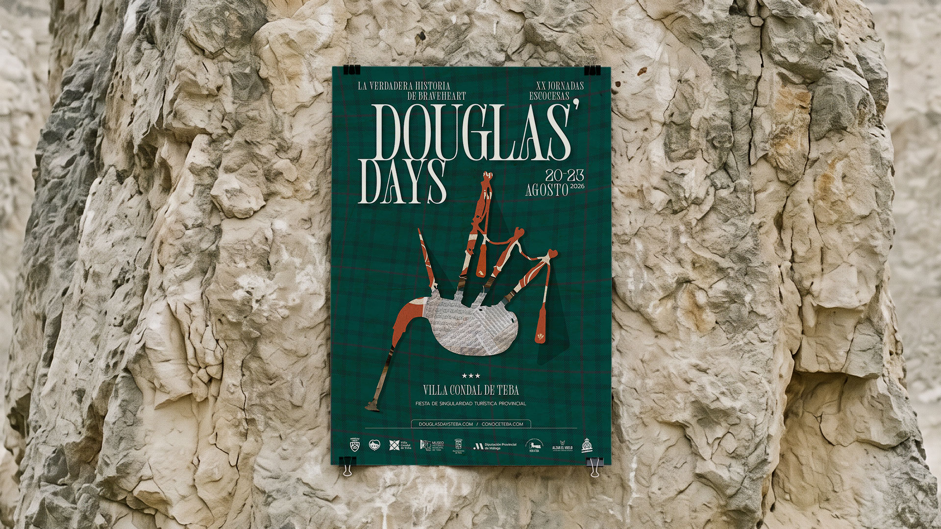 Diseño de cartel sobre fondo de piedras para Douglas' Days 2026