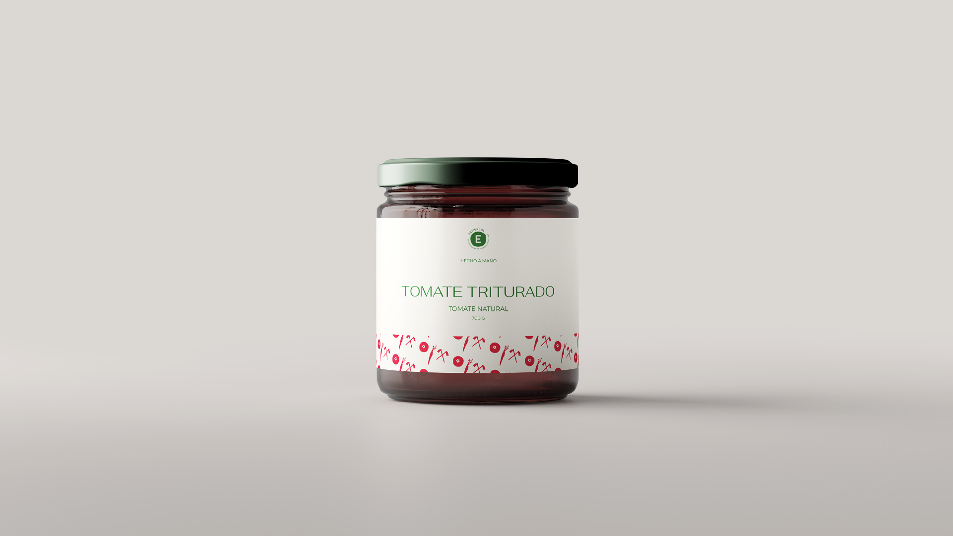 Diseño de tarro de tomate de Extiercol