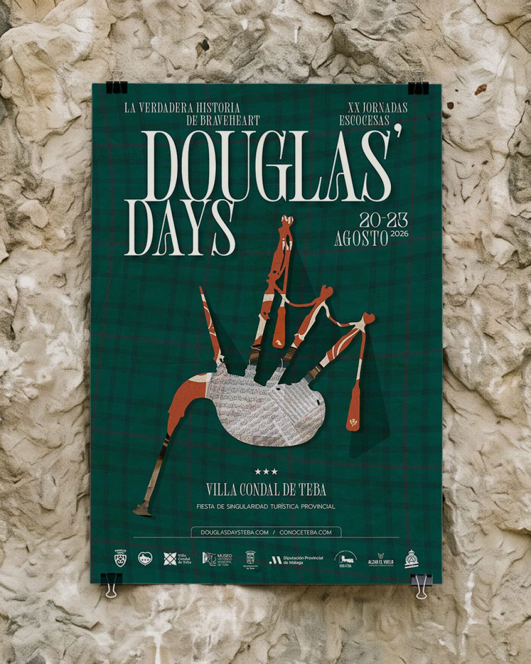 Diseño de cartel sobre fondo de piedras para Douglas' Days 2026